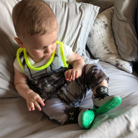 Sara and her spouse's son, Harrison James Levine.